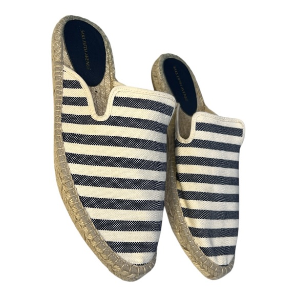 Saks Fifth Avenue Women's Navy and White Striped Espadrilles NWOT SB13 - Picture 3 of 9